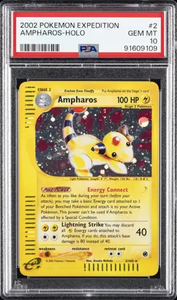 2002 POKEMON EXPEDITION #2 AMPHAROS-HOLO PSA 10 - Image 1