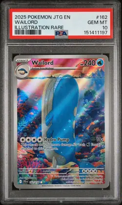 2025 POKEMON JTG EN-JOURNEY TOGETHER ILLUSTRATION RARE #162 WAILORD PSA 10 - Image 1