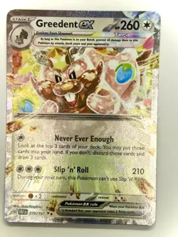 Pokemon Card Greedent ex 179/197 Obsidian Flames Holo Double Rare NM - Image 1