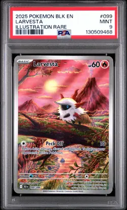 2025 POKEMON BLK EN-BLACK BOLT ILLUSTRATION RARE #099 LARVESTA PSA 9 - Image 1
