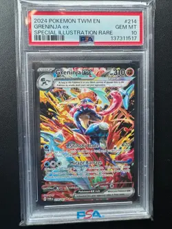 GRENINJA EX PSA 10 2024 POKEMON TWILIGHT MASQUERADE #214/167 TWM EN SIR GEM 2080 - Image 1