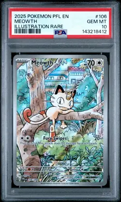 2025 POKEMON PFL EN-PHANTASMAL FLAMES ILLUSTRATION RARE #106 MEOWTH PSA 10 - Image 1