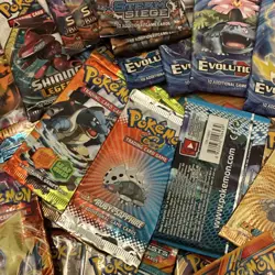 Pokemon TCG lot of empty retro packs comes with hoopa rayquaza lunchbox tin - Image 3