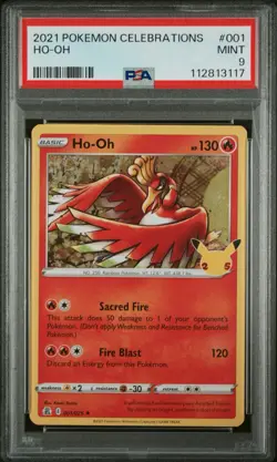 2021 POKEMON CELEBRATIONS #001 HO-OH PSA 9 Mint Card - Image 1