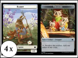 MTG - 4 x Rabbit / Treasure Token - Bloomburrow - Playset 4x x4 - Image 1