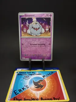 Greavard 042/091 Paldean Fates Reverse Holo Common Pokemon Card - Image 1