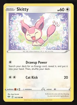 Skitty Common SWSH03: Darkness Ablaze 141/189 NM Pokemon Card - Image 1