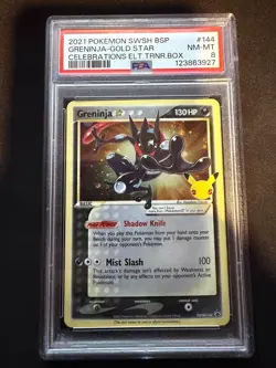 2021 POKEMON GOLD STAR GRENINJA CELEBRATIONS SWSH144 PROMO - PSA 8 - Image 1