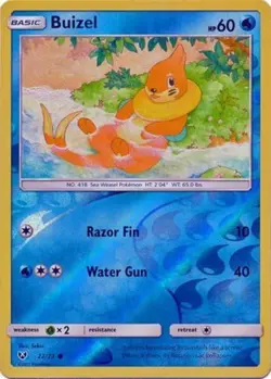 Pokemon - Buizel - 22/73 - Common - Reverse Holo - Sun & Moon Shining Legends - - Image 1