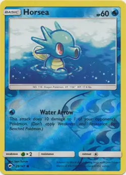 Pokemon - Horsea - 29/147 - Common - Reverse Holo - Sun & Moon Burning Shadows - - Image 1