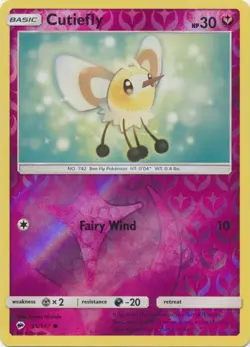 Pokemon - Cutiefly - 95/147 - Common - Reverse Holo - Sun & Moon Burning Shadows - Image 1