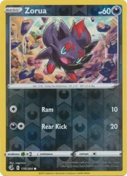 Pokemon - Zorua - 170/264 - Common - Reverse Holo - Sword & Shield - Fusion Stri - Image 1