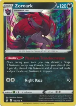 Pokemon - Zoroark - 103/203 - Holo Rare - Sword & Shield - Evolving Skies - NM - Image 1