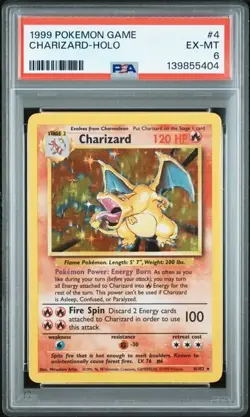 1999 POKEMON BASE SET #4 CHARIZARD-HOLO PSA 6 - Image 1