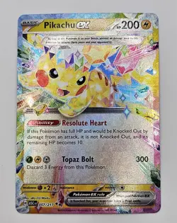 Pokemon Pikachu Ex Sv08 Surging Sparks 057/191 Double Rare Full Art Holo - Image 1