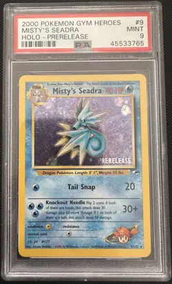 Pokemon Misty's Seadra Gym Heroes Prerelease Holo Rare Promo #9 PSA 9 Mint - Image 1
