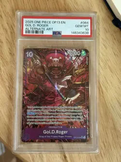 ONE PIECE GOL D. ROGER 2025 OP13-CARRYING ON HIS WILL #064 ALT ART PSA 10 - Image 1