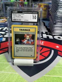 CGC 10 Gem Mint Rocket's Sneak Attack Team Rocket 72/82 Pokemon Card - Image 1