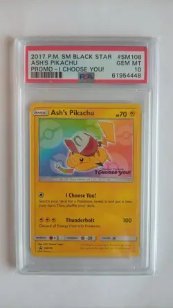 2017 Pokemon Sun Moon Black Star Promo Ash's Pikachu #SM108 PSA 10 Card - Image 1