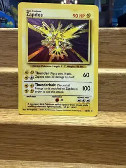Vintage Pokemon Zapdos Base Set Holo 16/102 1999 Trading Card - Image 2