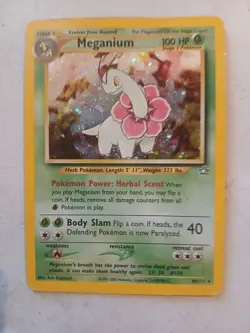 Pokemon TCG Meganium 10/111 Neo Genesis Holo Rare Unlimited 100 HP Card 2000 - Image 1