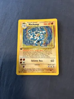 1999 Pokemon TCG Base Set Machamp Holo Rare Card 8/102 Vintage LP - Image 1
