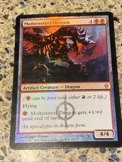 Moltensteel Dragon FOIL New Phyrexia Artifact Red Rare MTG CARD LP - Image 1