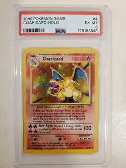 Pokemon Charizard Base Set Unlimited Holo 4/102 PSA 6 EX-MT 1999 - Image 1