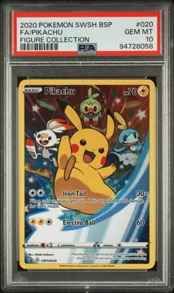 2020 POKEMON SWSH BLACK STAR PROMO FIGURE COLL #020 FULL ART/PIKACHU PSA 10 - Image 1