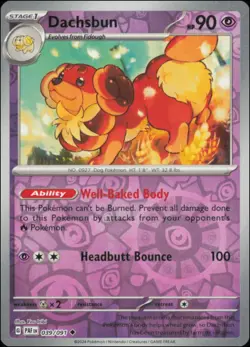 Pokemon - Dachsbun #039/091 - SV: Paldean Fates Reverse Holo - Image 1