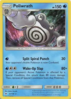Pokemon - Poliwrath #32/149 - SM Base Set Holo - Image 1
