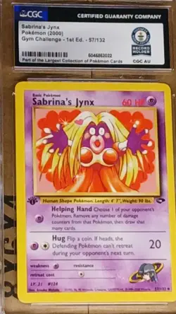 1 of 1 World Record Pokemon Sabrina's Jynx Gym Challenge 1st Edition Uncommon - Image 1