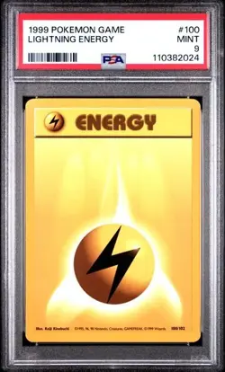 1999 POKEMON GAME #100 LIGHTNING ENERGY PSA 9 MINT BASE SET UNLIMITED - Image 1