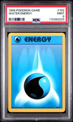 1999 POKEMON BASE SET UNLIMITED #102 WATER ENERGY PSA 9 - Image 1