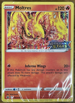 POKEMON MOLTRES SEALED PRERELEASE PROMO SWSH185 BRILLIANT STARS - Image 1