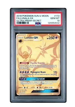 Pokemon TCG Lunala GX 172/156 Ultra Prism Secret Rare Holo PSA 10 2018 - Image 1