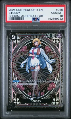 2025 ONE PIECE OP11-A FIST OF DIVINE SPEED SPECIAL ALTERNATE ART STUSSY PSA 10 - Image 1