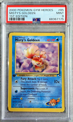Pokemon Card 1st Ed. Misty’s Goldeen PSA 9 Mint, Gym Heroes 85/132, WOTC 2000 - Image 1