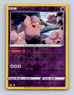 Clefairy 062 2022 Pokemon Lost Origin Reverse Holo Rare Card NM+ - Image 1