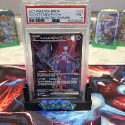 2025 Pokemon DRI EN Special Illustration Rare #239 Rocket's Mewtwo Ex PSA 9 - Image 1