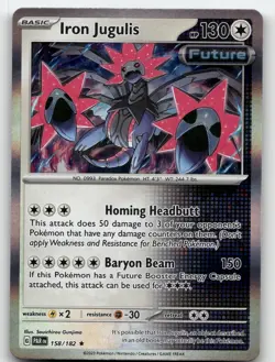 IRON JUGULIS 158/182 HOLO RARE PARADOX RIFT POKEMON NEAR MINT - Image 2