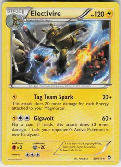 ELECTIVIRE 30/111 FURIOUS FISTS POKEMON RARE MP - Image 1