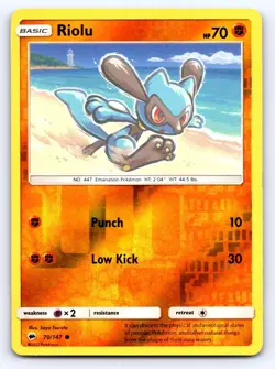 Riolu 70/147 Common Burning Shadows Pokemon Reverse Holo Lightly Played - Image 1