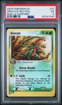 Pokemon Grovyle 31/109 Ruby and Sapphire Reverse Holo PSA 5 - Image 1
