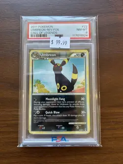 2011 POKEMON CALL OF LEGENDS #22 UMBREON-REVERSE FOIL PSA 8 - Image 1