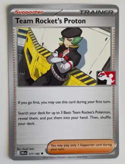 Team Rocket's Proton 177/182 Pokemon TCG Destined Rivals Prize Pack Non-Holo LP - Image 1