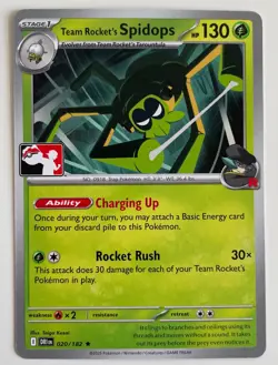 Team Rocket's Spidops 020/182 Pokemon TCG Destined Rivals Prize Pack Non-Holo LP - Image 1