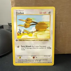 Doduo 1st Edition Shadowless Base Set 48/102 Pokemon NM near mint ships fast - Image 1