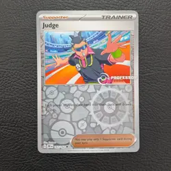 Pokemon TCG Destined Rivals Judge 167/182 Reverse Holo Professor Program Stamped - Image 1