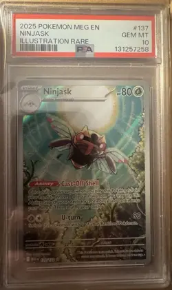 2025 Pokemon Ninjask 137/132 Me01: Mega Evolution Illustration Rare Holo PSA 10 - Image 1